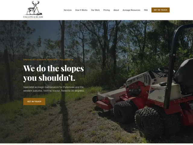 Screenshot of the Fallow & Blade Acreage Services homepage.