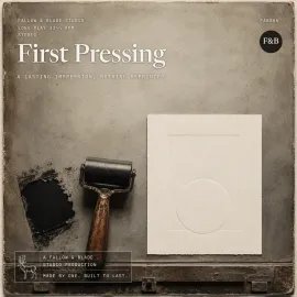 FAB006 First Proof: a letterpress bed with an ink roller and a blind-embossed sheet.
